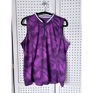 Slazenger Sleeveless Tank Zip Purple Women's Lg Athletic Tennis Golf